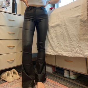 Edikted Luna Fuax Leather Flare Jeans - Size Small